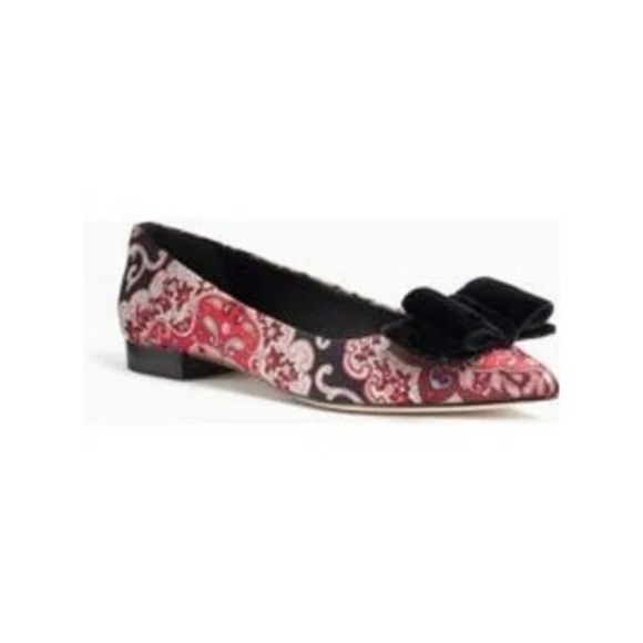 Kate Spade New York Shoes - Kate Spade New York Keana‎ Brocade Pointed Toe Flats with Velvet Bow Black